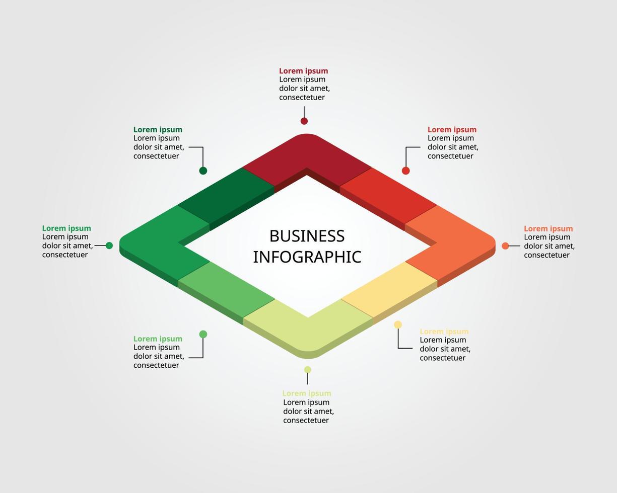 square chart template for infographic for presentation for 8 element vector