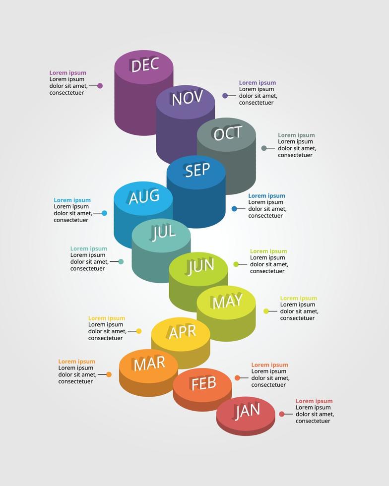 timeline chart template for infographic for presentation for 12 months vector