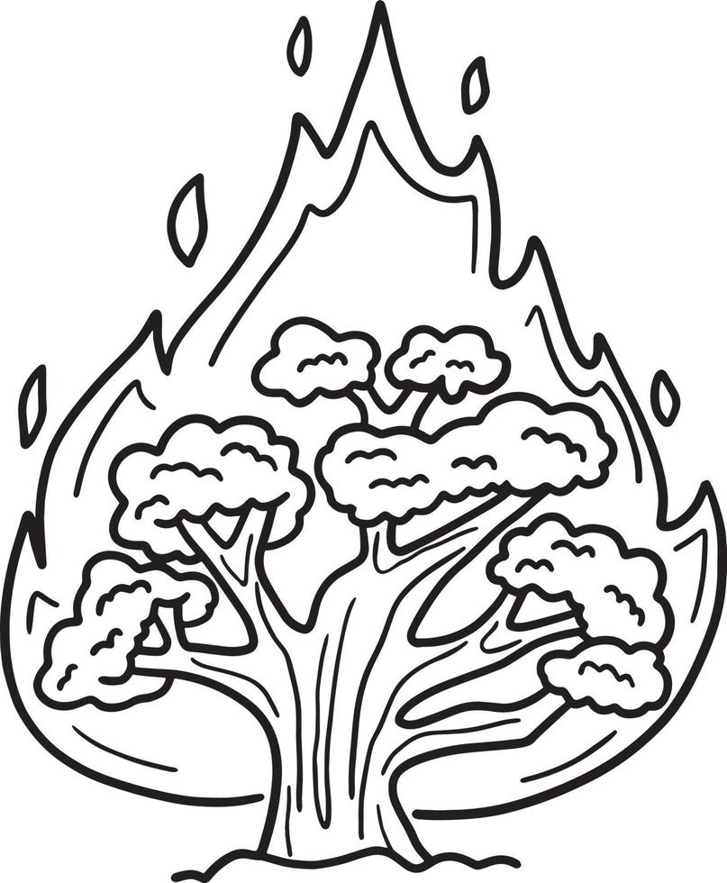 Christian Burning Bush Isolated Coloring Page vector