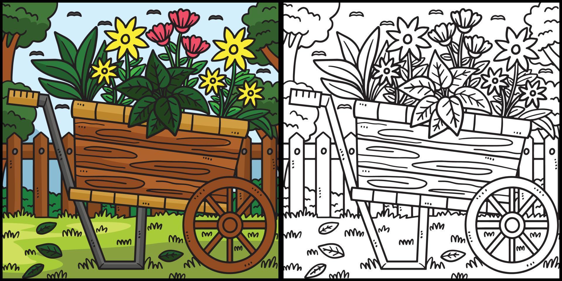 Earth Day Plants in Wheelbarrow Illustration vector