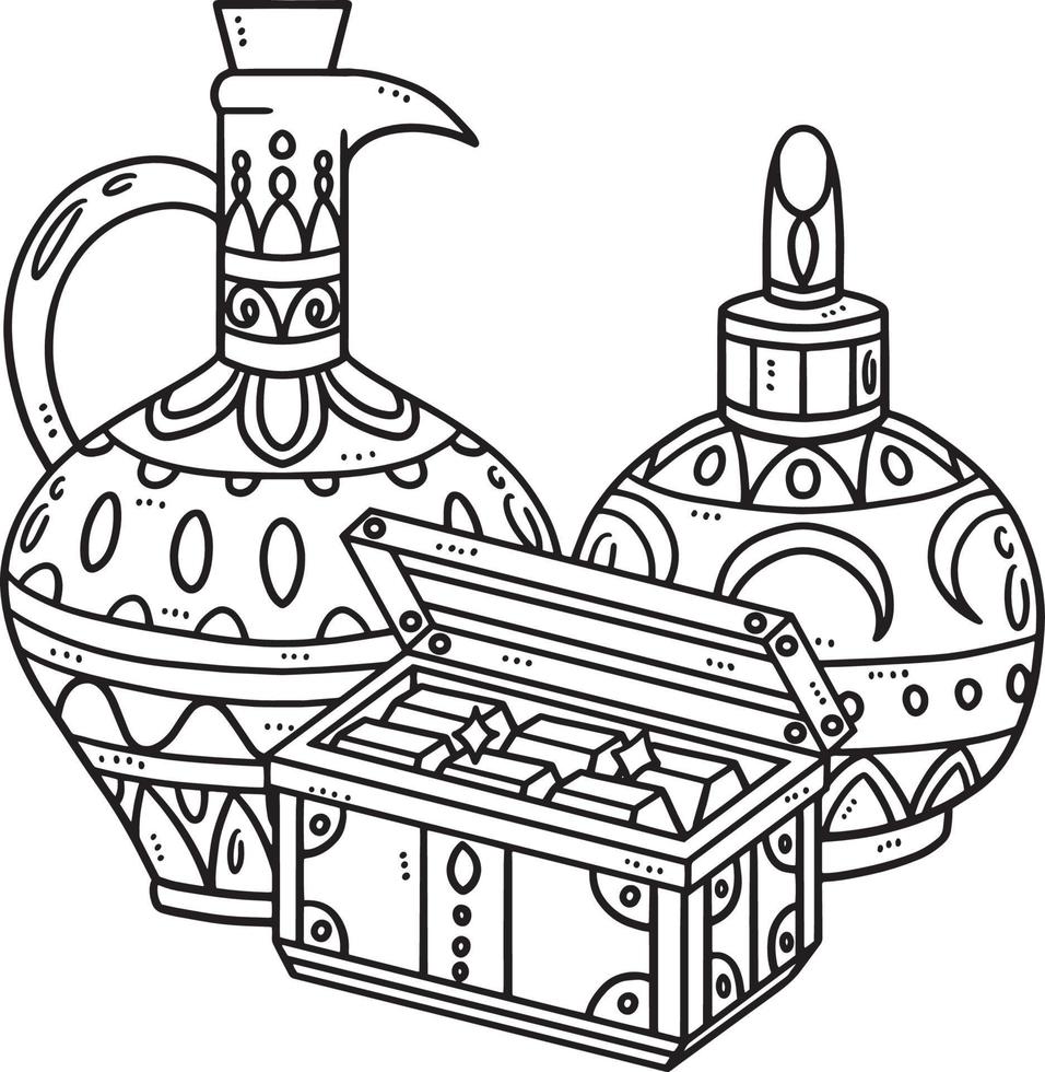 Christian Gifts of the Magi Isolated Coloring Page vector