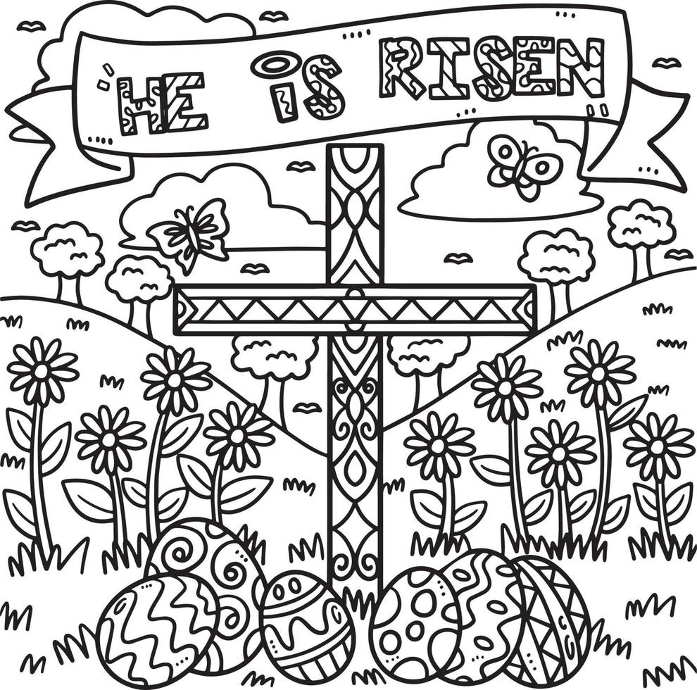 Christian He Is Risen Coloring Page for Kids vector