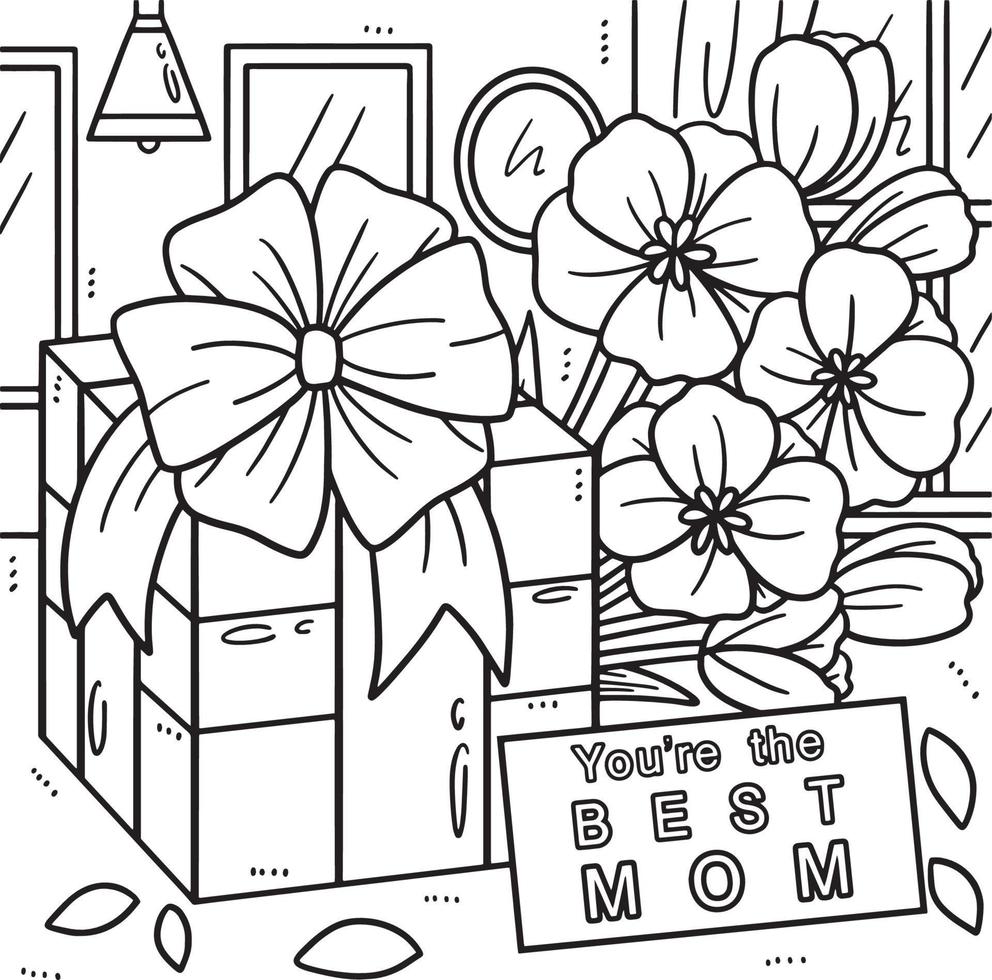 Mothers Day Your the Best Mom Coloring Page vector