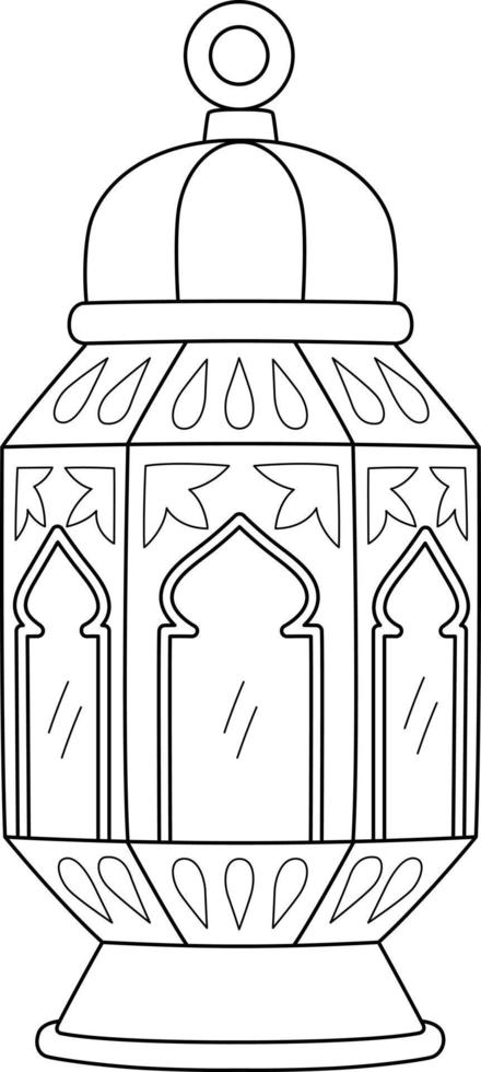 Ramadan Lantern Isolated Coloring Page for Kids vector