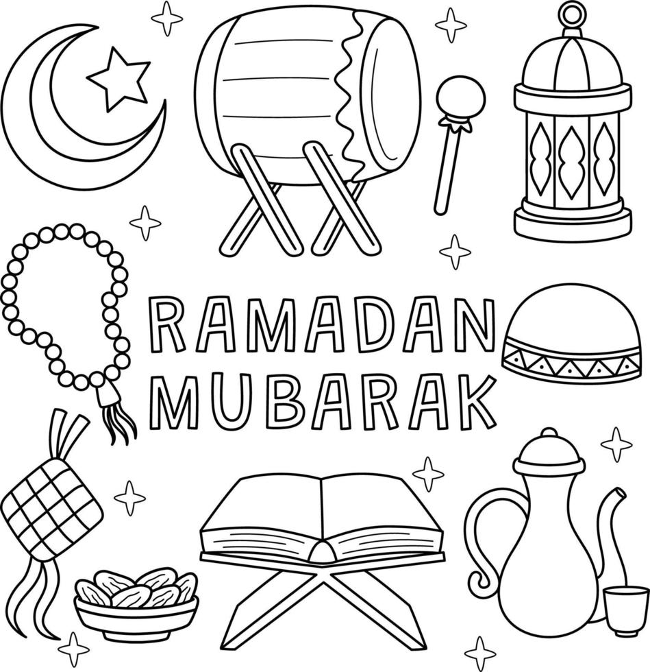 Ramadan Mubarak Coloring Page for Kids vector