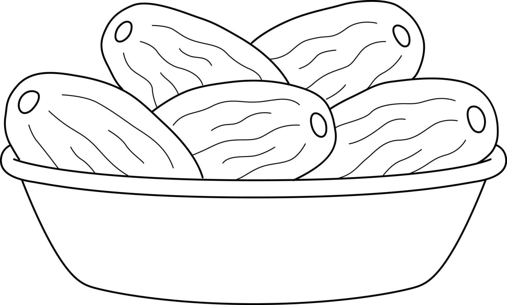 Ramadan Dried Date Isolated Coloring Page for Kids vector