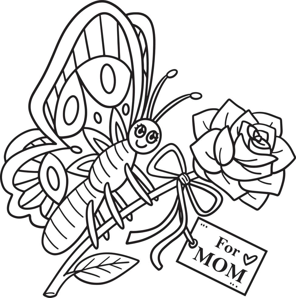 Mothers Day Butterfly Carrying Flower Isolated vector
