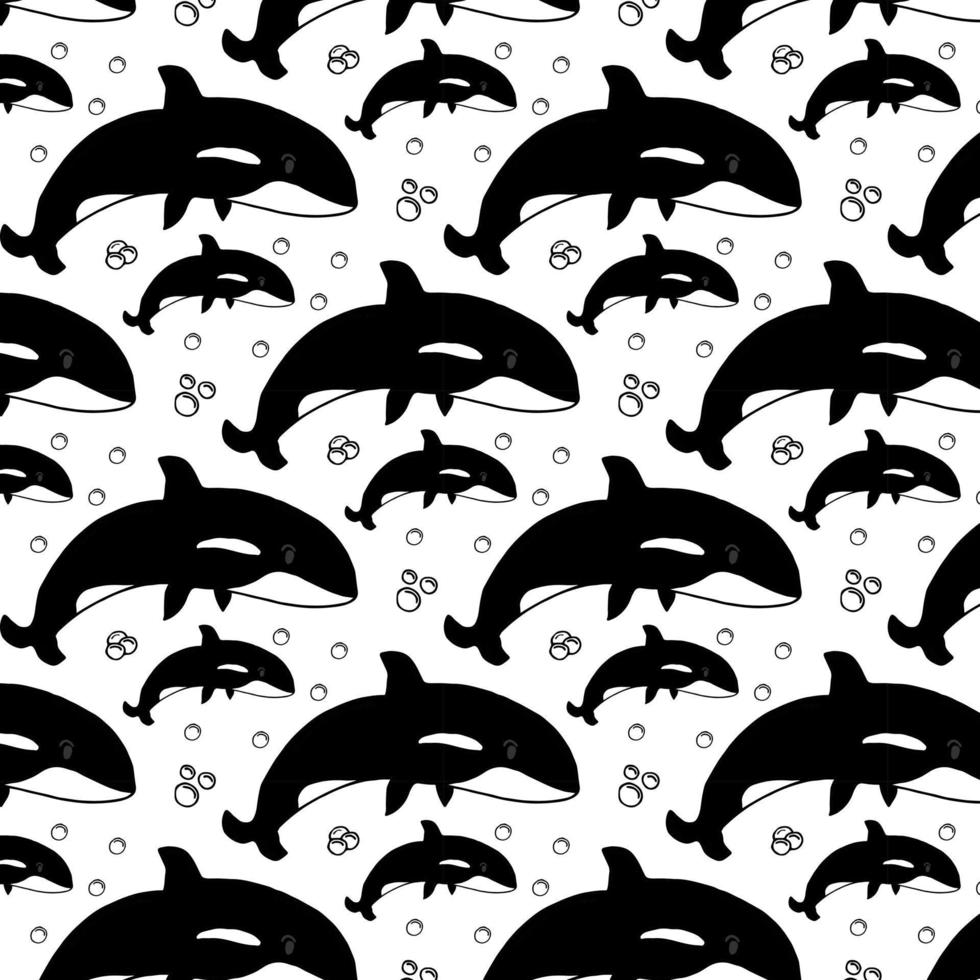 Pattern of Killer Whale on white background, vector illustration