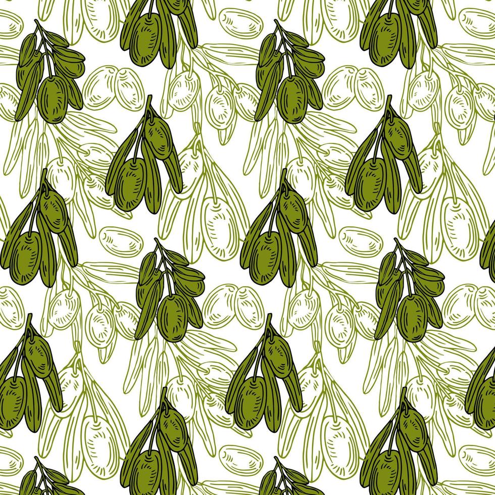 sin fisuras con ramas de olivo. fondo de textura decorativa retro para textil, papel, etiquetas y etc. vector