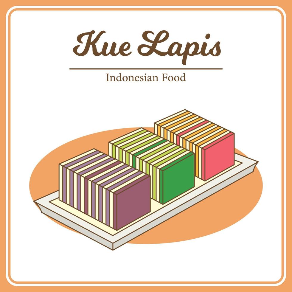 Hand Drawn of traditional Indonesian food called Kue Lapis. Delicious Asian Food doodle vector