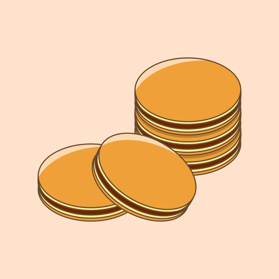 Dorayaki Cake Japanese Food Cartoon Doodle vector