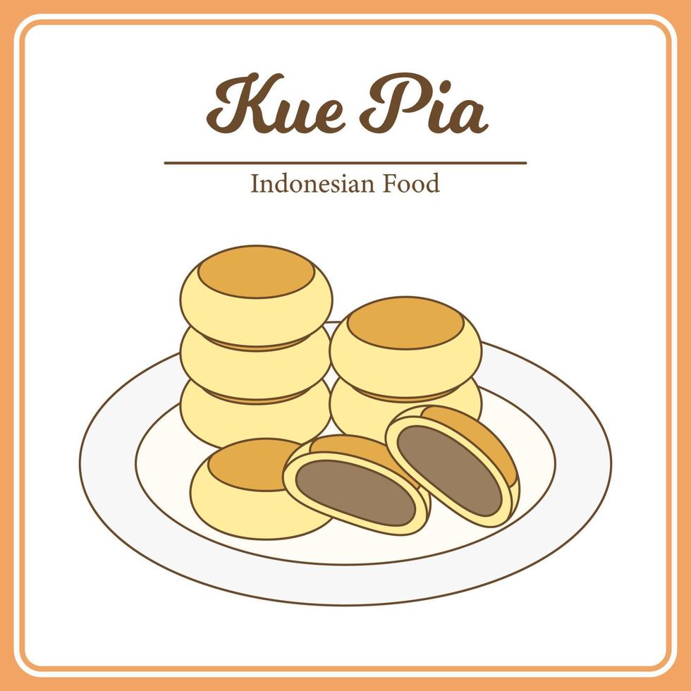 deliciosa comida tradicional indonesia llamada kue pia vector