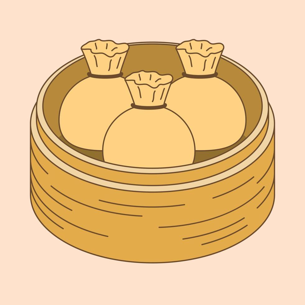 dibujado a mano diseño plano doodle albóndigas comida china vector