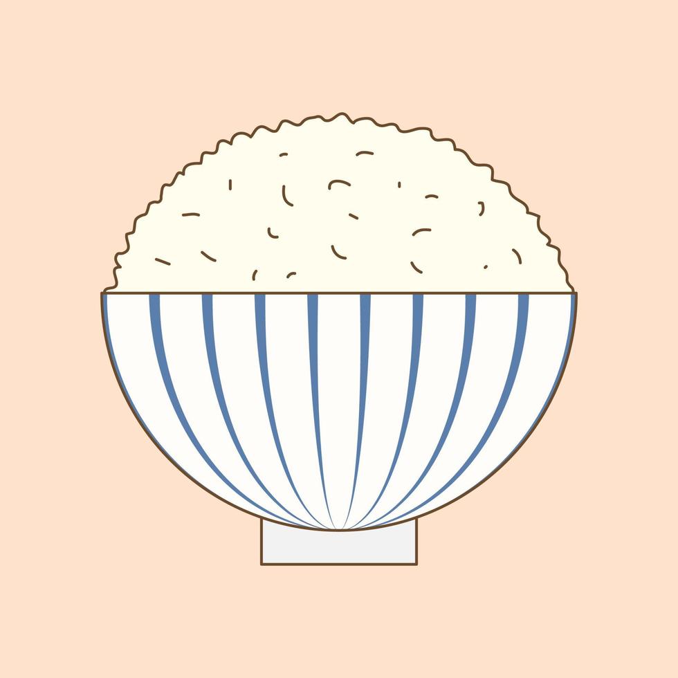 A Bowl of White Rice Cartoon Doodle vector