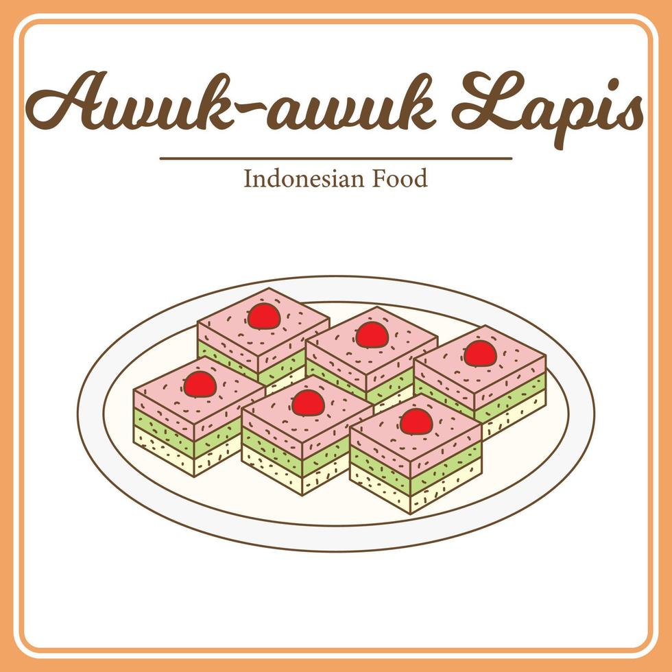 Delicious Traditional Indonesian Food Called Awuk-awuk Lapis vector