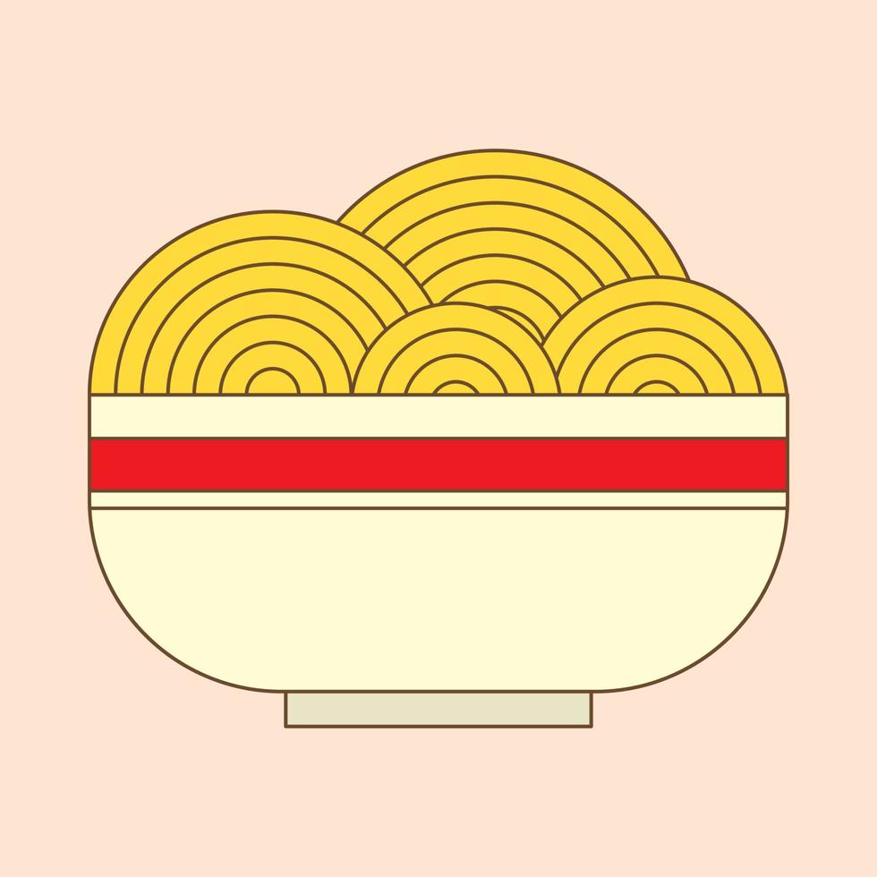 un plato de doodle de dibujos animados de fideos vector