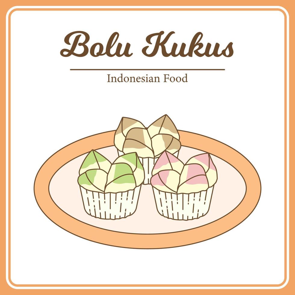 Bolu Kukus is a Steamed Sponge Cake. Traditional Indonesian Food vector