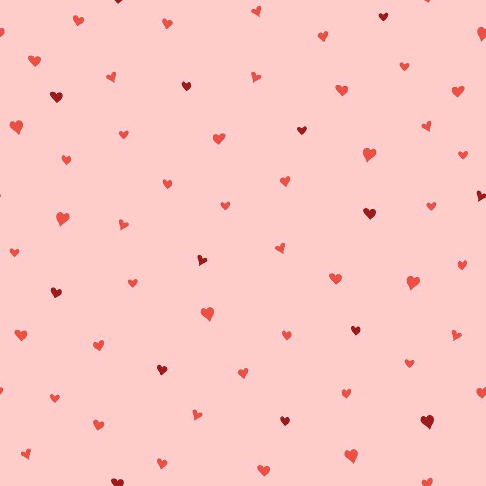 Seamless pattern with hand-drawn hearts on pink background in boho style. Vector romantic background. Great for fabric, textile, apparel.