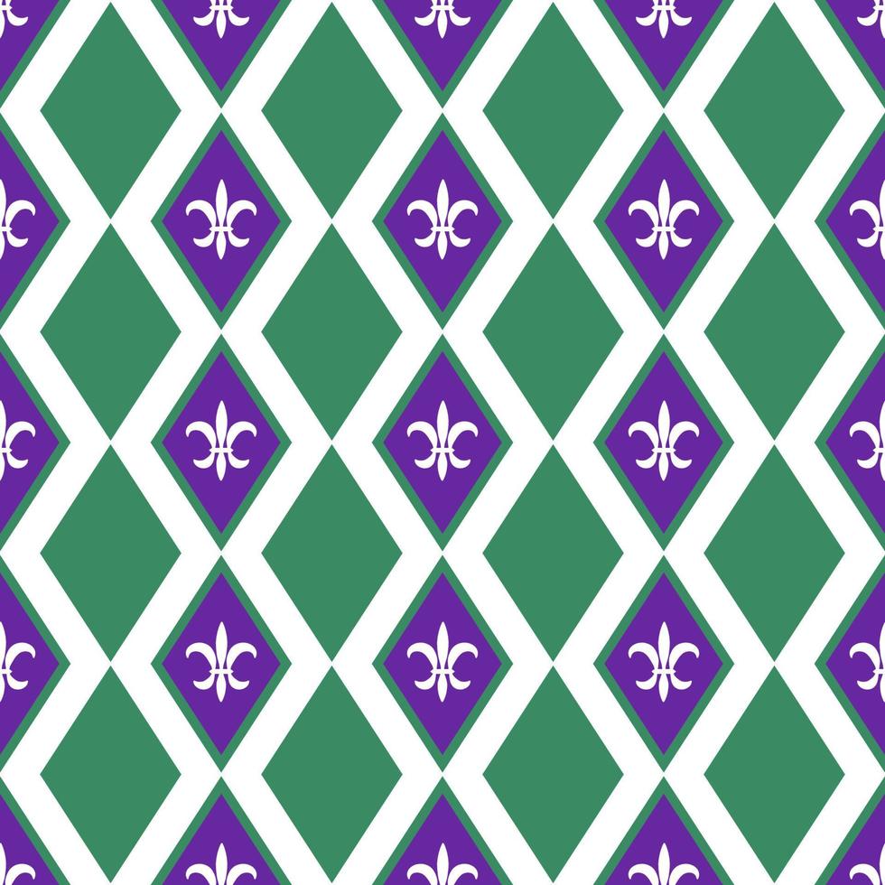 Seamless Mardi Gras pattern with fleur-de-lis symbol. Perfect for wallpaper, pattern fills, web page background, textile, holiday greeting cards vector