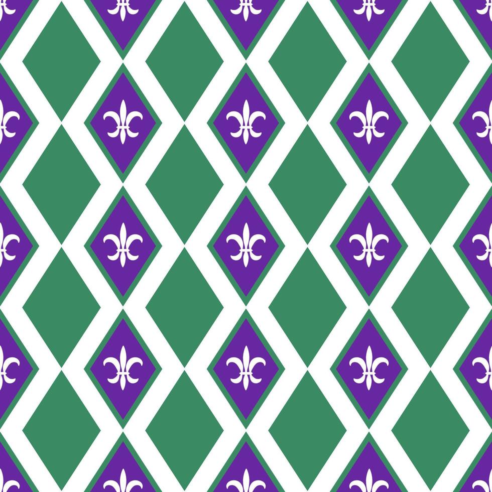 Seamless Mardi Gras pattern with fleur-de-lis symbol. Perfect for wallpaper, pattern fills, web page background, textile, holiday greeting cards vector