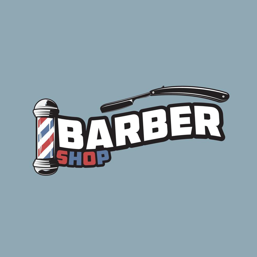 Classic Barber shop Pole isolated on a white background. Monochrome and color vector