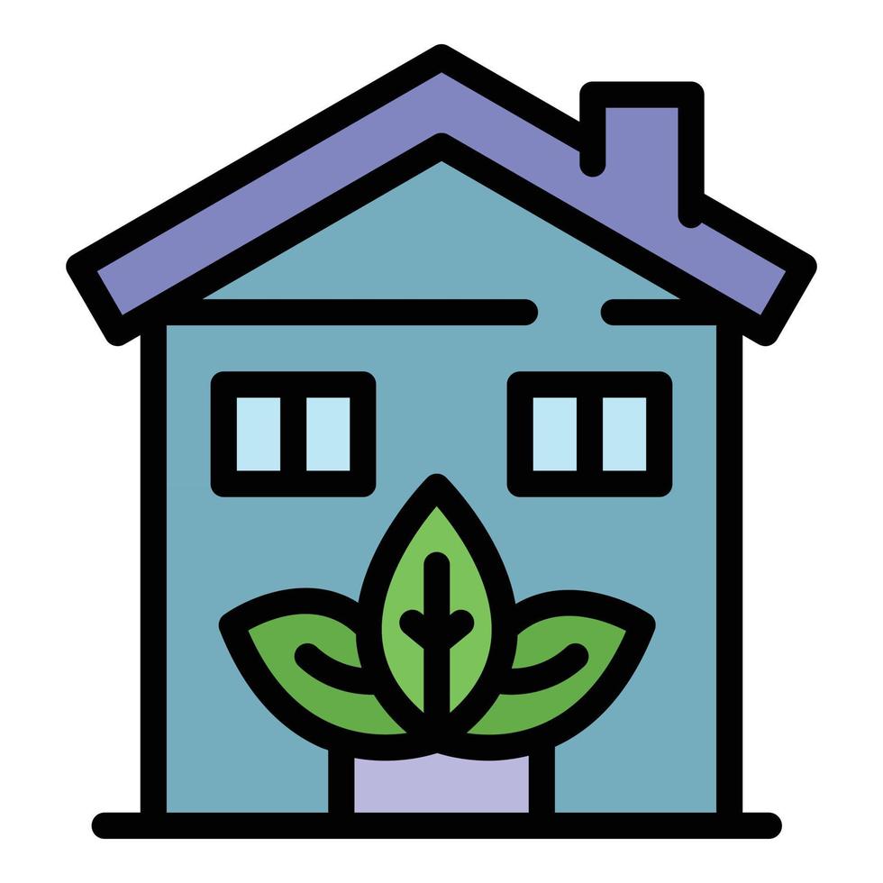 Eco house icon color outline vector
