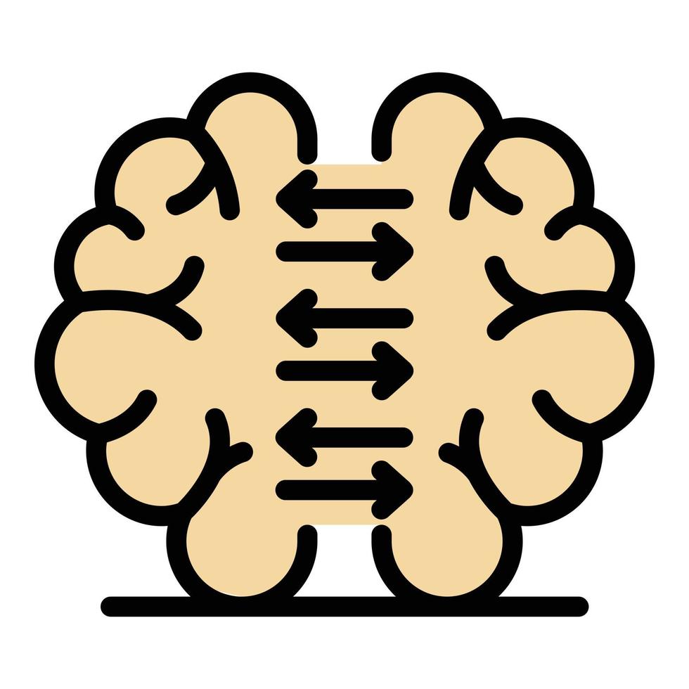 Brain foreign language study icon color outline vector