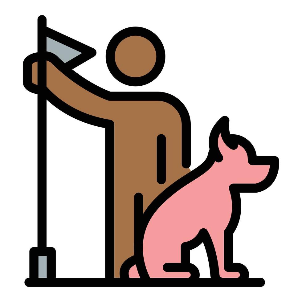 Start dog training icon color outline vector