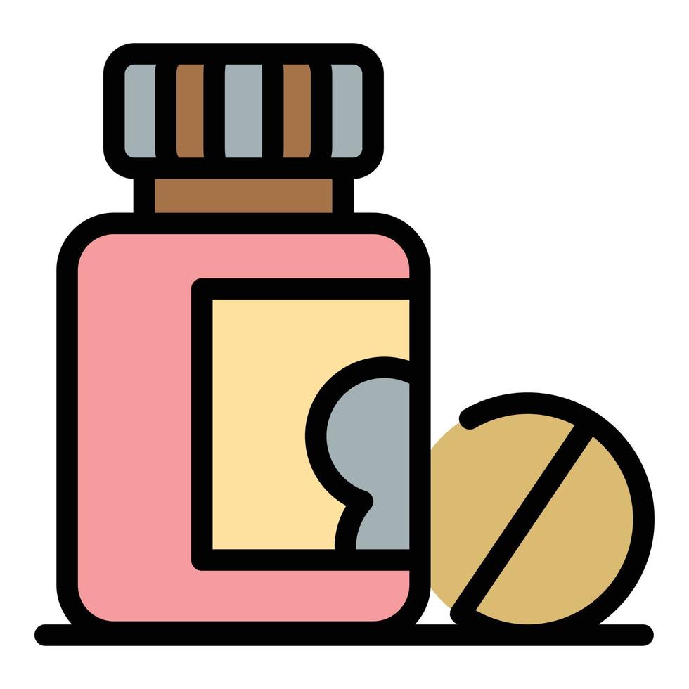 Dog pill jar icon color outline vector