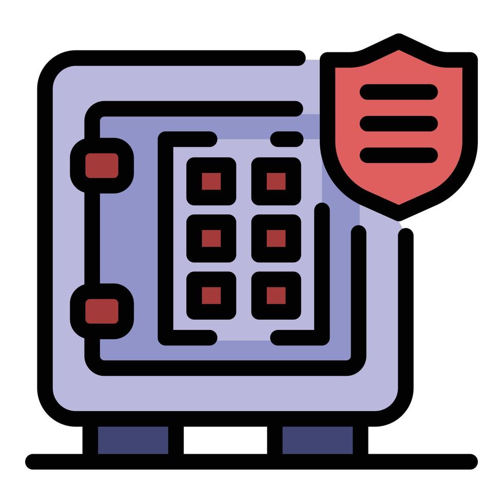 Secured money safe icon color outline vector