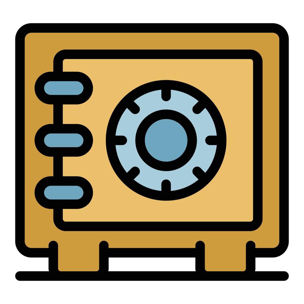 Policeman gun safe icon color outline vector