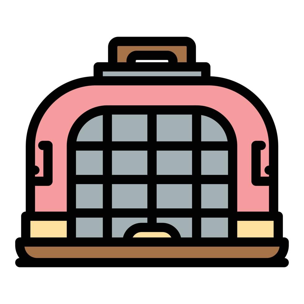 Dog travel cage icon color outline vector