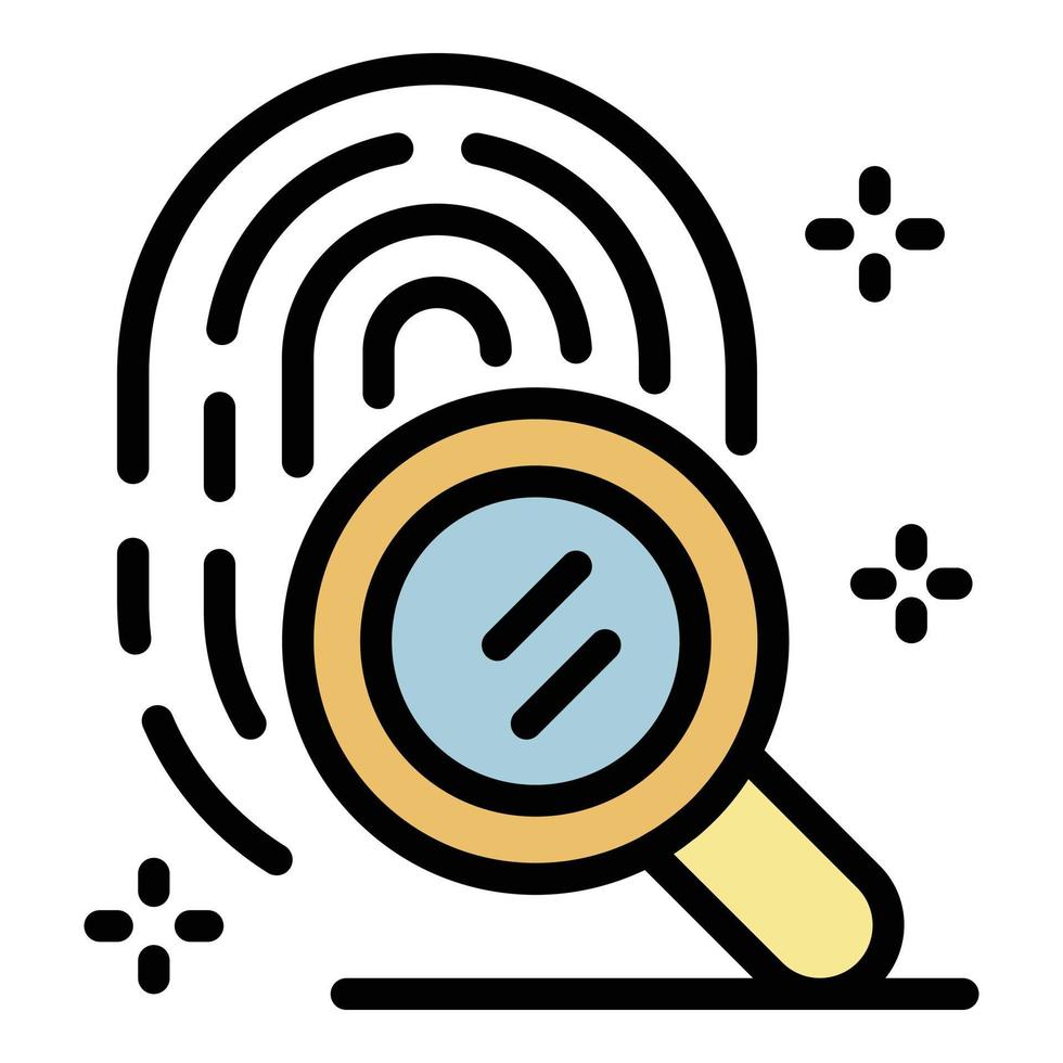 Search fingerprint icon color outline vector