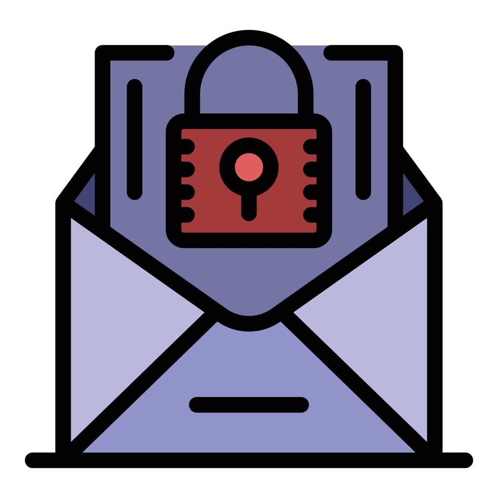 Secured mail icon color outline vector