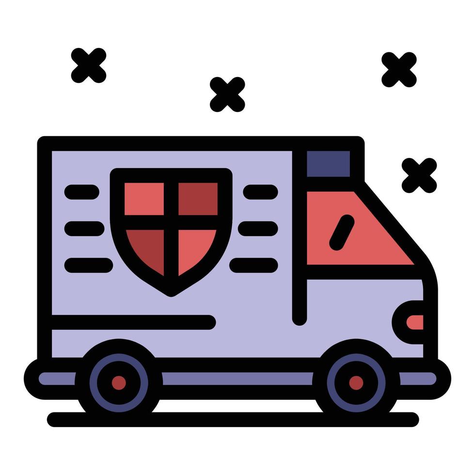 Personal guard truck icon color outline vector