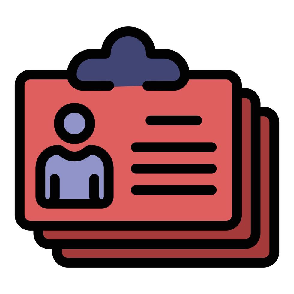 Personal guard id card icon color outline vector