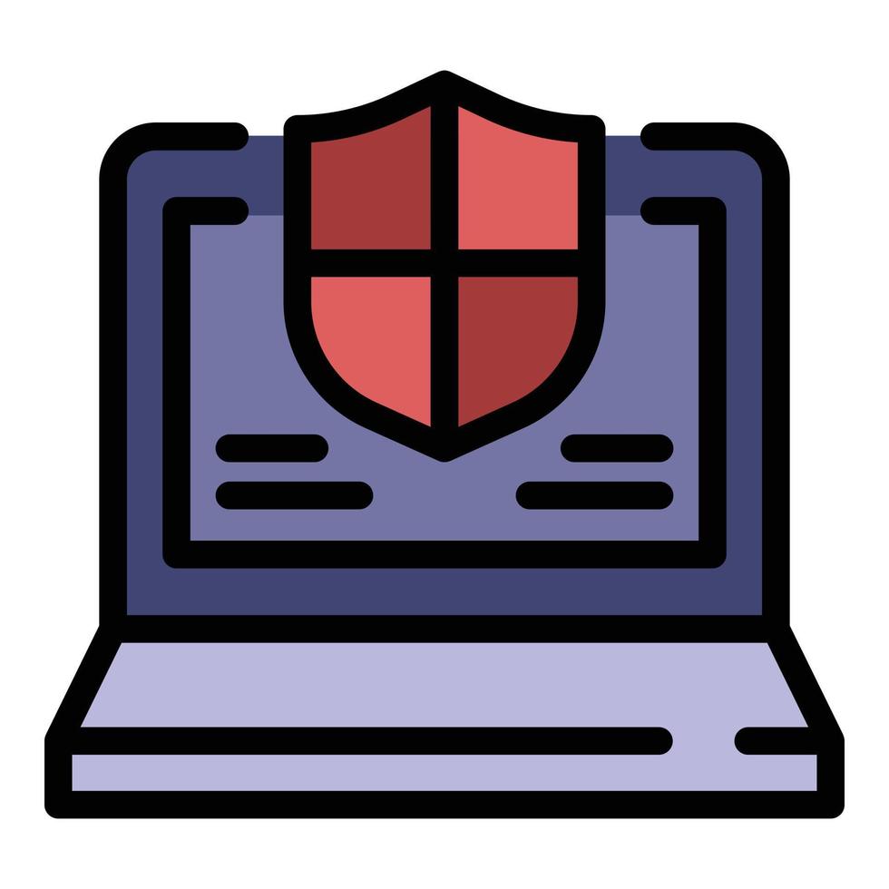 Secured laptop icon color outline vector