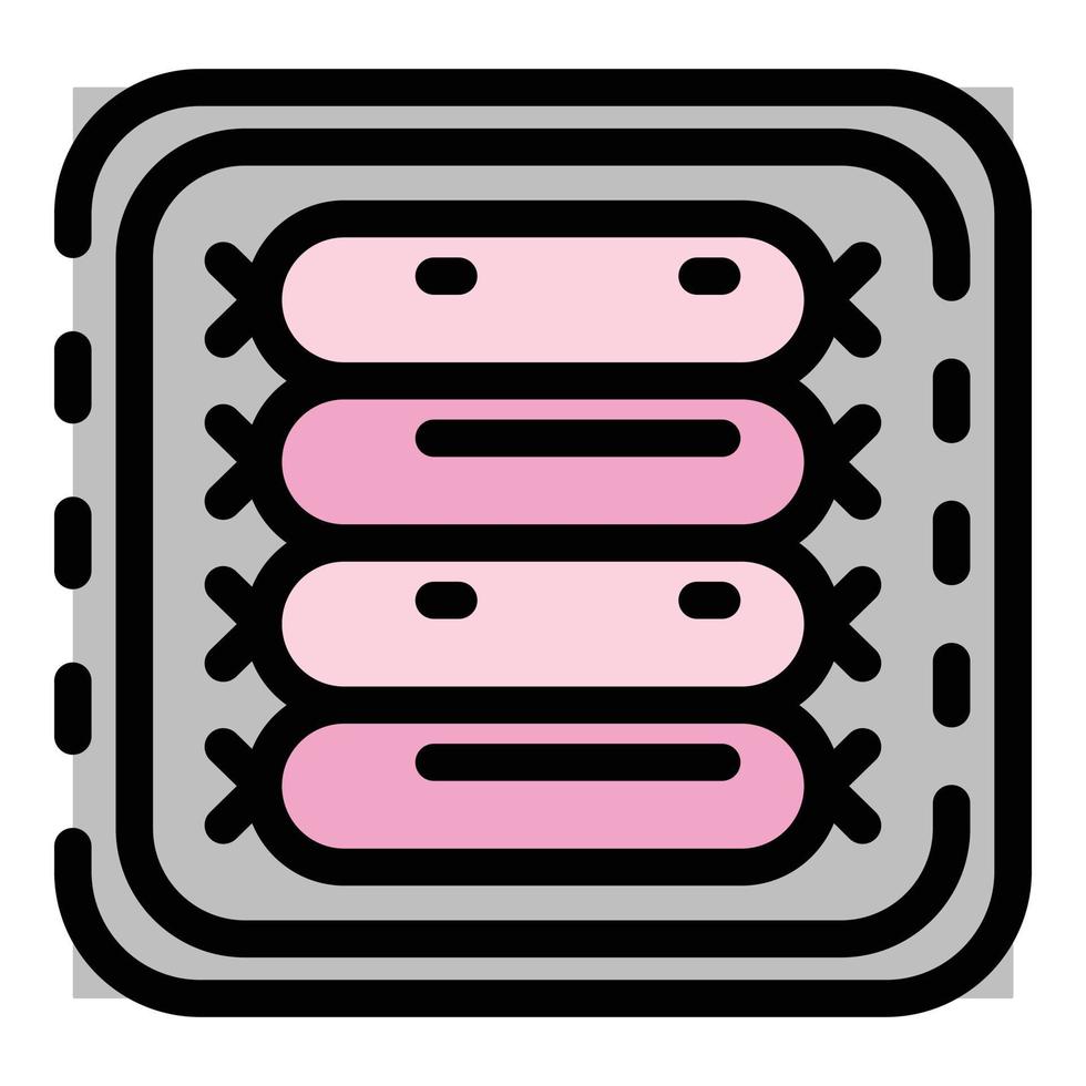 Meat sausage icon color outline vector
