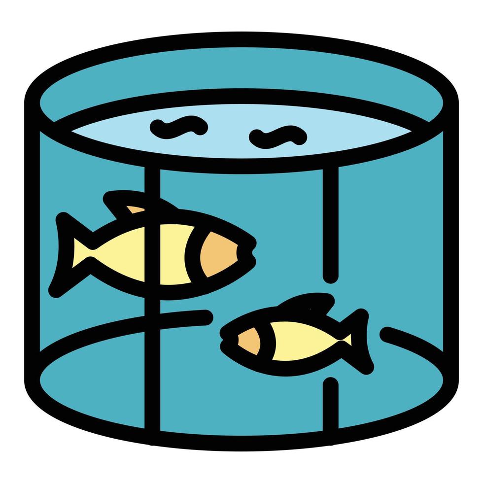 Fish farm pool icon color outline vector