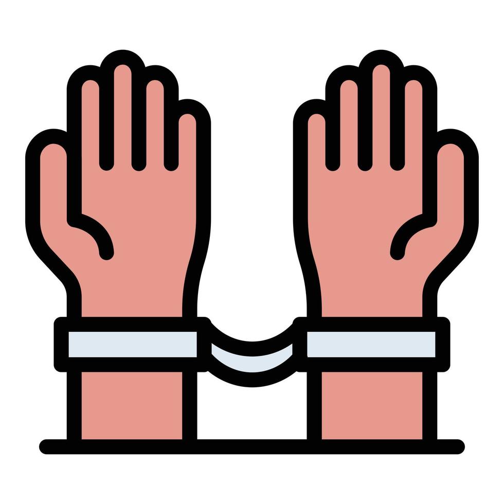 Hands with handcuffs icon color outline vector