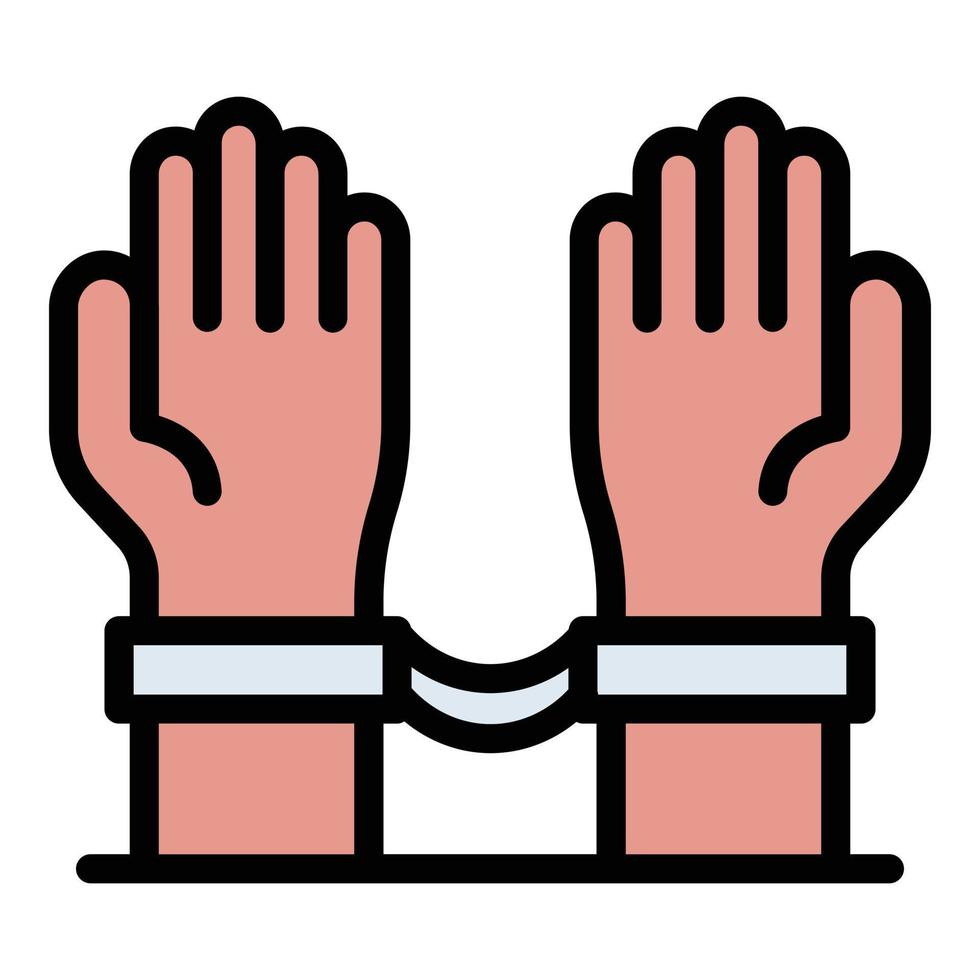 Hands with handcuffs icon color outline vector