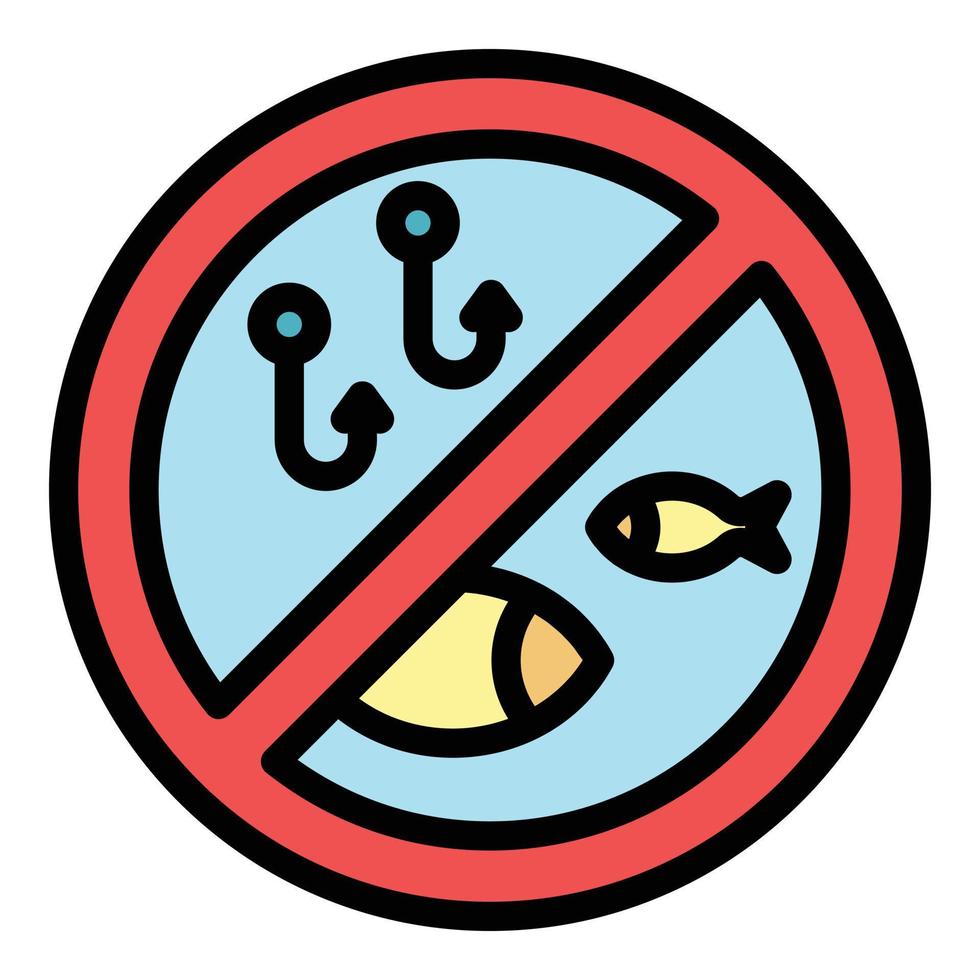 Restricted fishing icon color outline vector