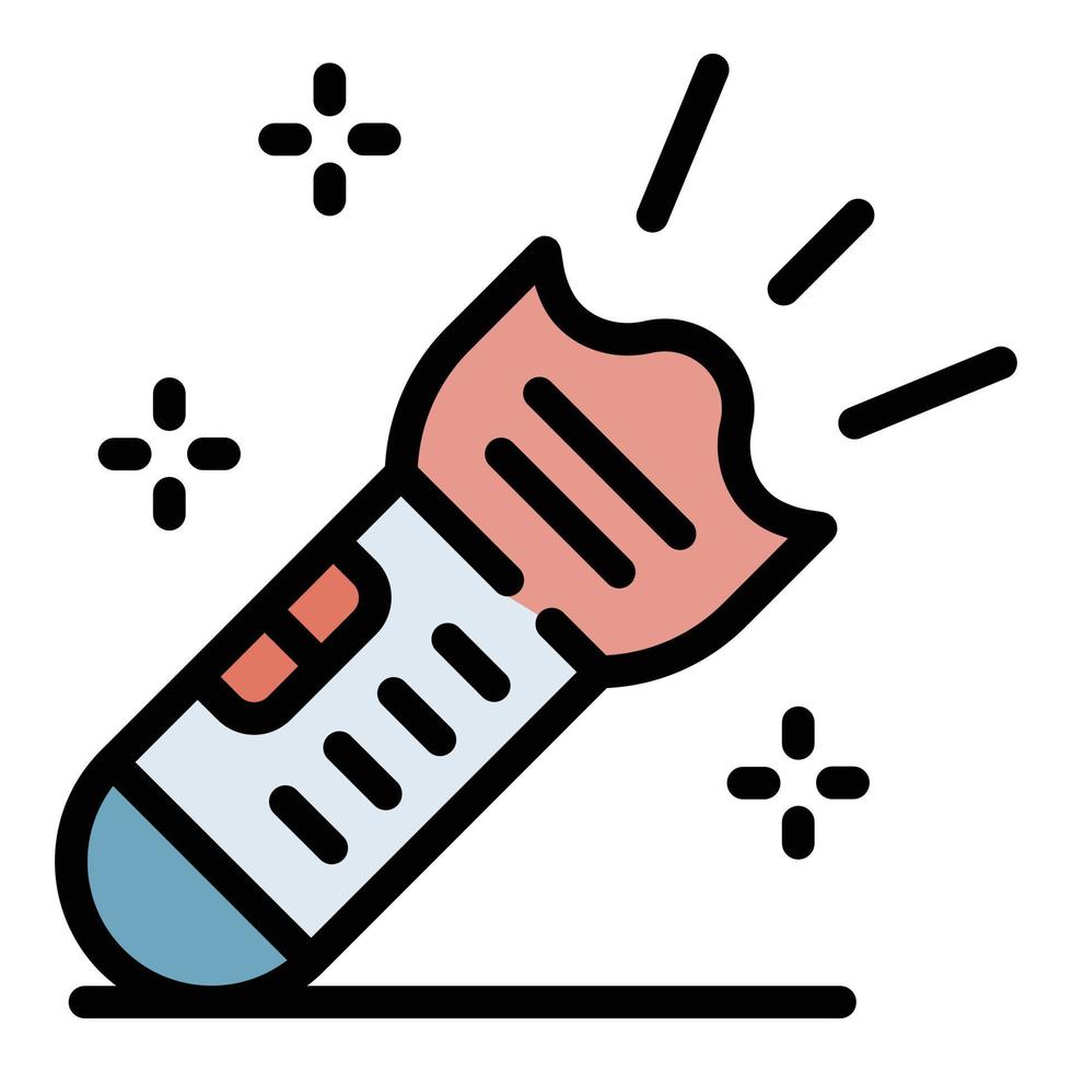 Policeman flashlight icon color outline vector