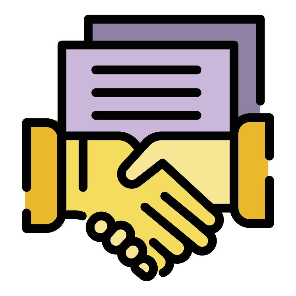 Notary judge handshake icon color outline vector