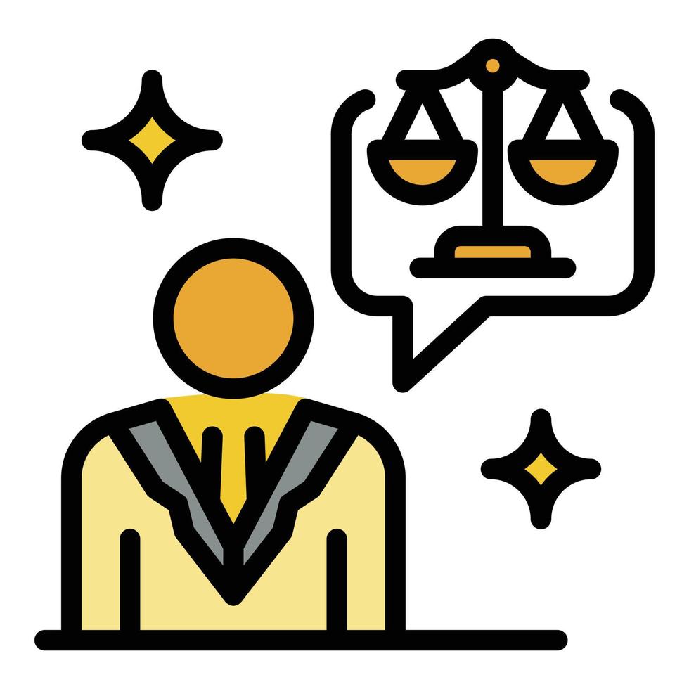 Prosecutor balance justice icon color outline vector