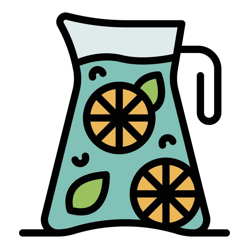 Pitcher of lemonade icon color outline vector