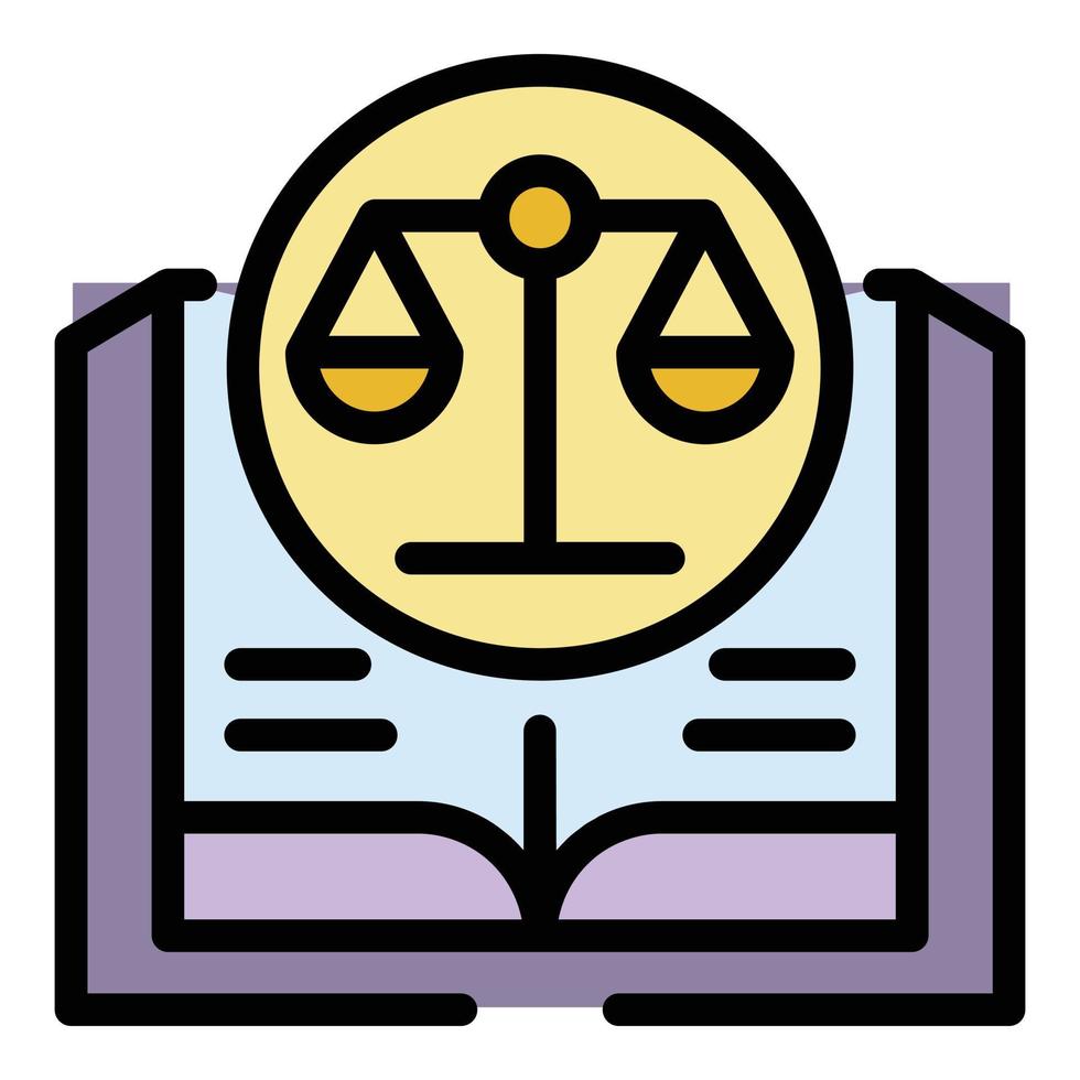 Judge book icon color outline vector