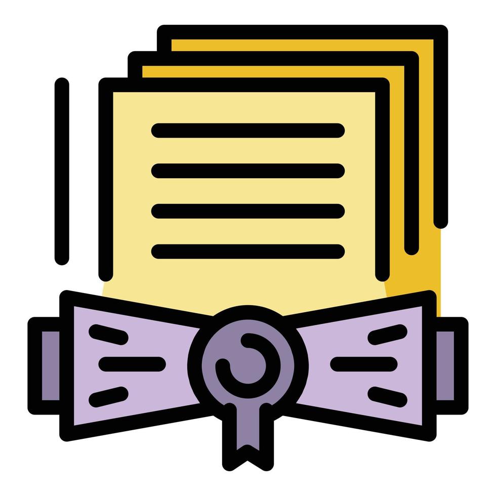 vector de esquema de color de icono de certificado notarial