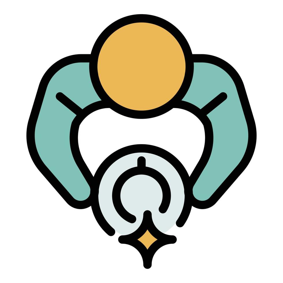 Man with a cup of coffee icon color outline vector