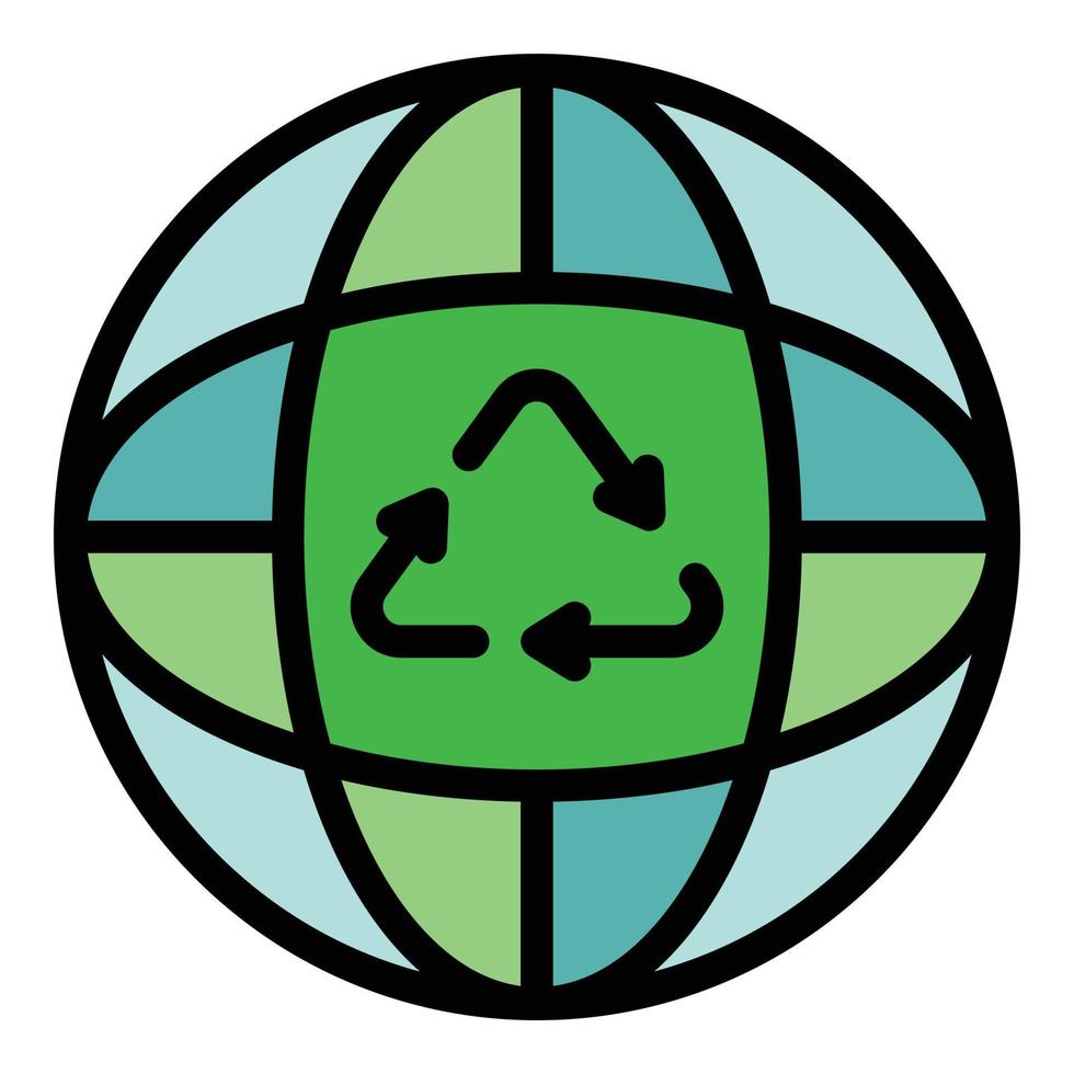 Recycling triangle globe icon color outline vector